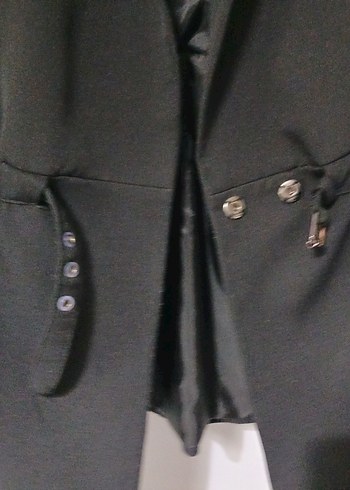 Düğmeli Siyah Kadın Yelek - Görsel 5