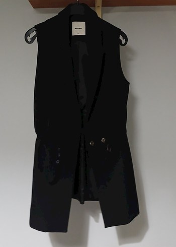 Düğmeli Siyah Kadın Yelek - Görsel 4