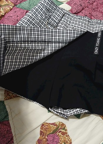 Düğmeli Ekose Mini şort Etek - Görsel 2