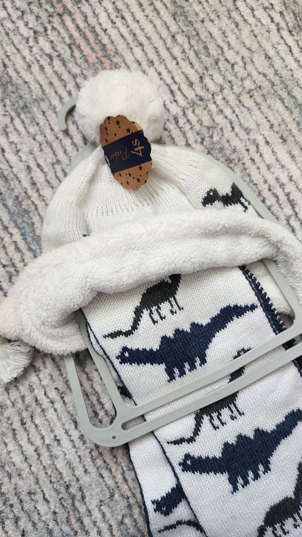 Nakışlı Dinozor Desenli Erkek Çocuk Bere ve Atkı - Görsel 2