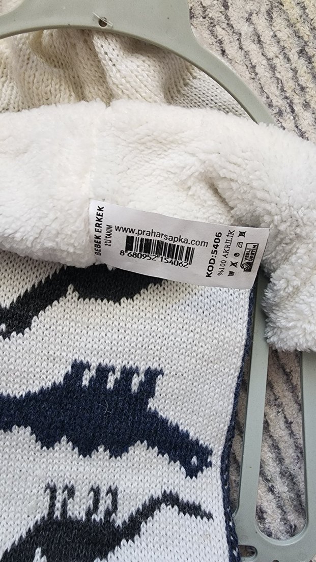 Nakışlı Dinozor Desenli Erkek Çocuk Bere ve Atkı - Görsel 3