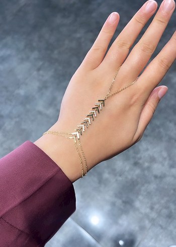 Accessorize Gold Taşlı Şahmeran Detaylı Altın Renkli Kadın El Zinciri