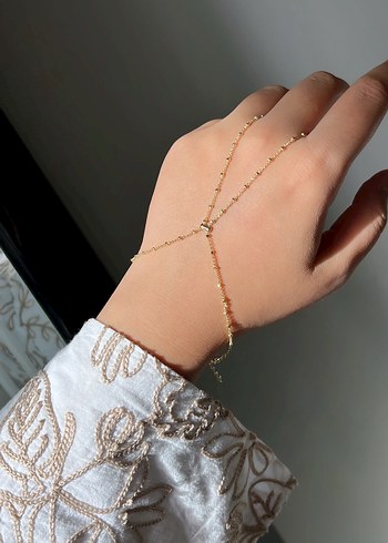 Beden Gold Dorikalı Şahmeran Boncuklu Gold Kadın El Zinciri