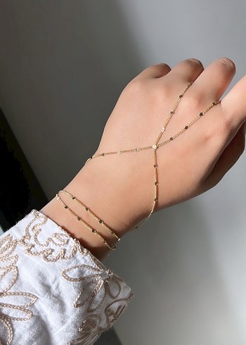 Accessorize Pullu Şahmeran Altın Renkli Zincir Detaylı Kadın El Zinciri