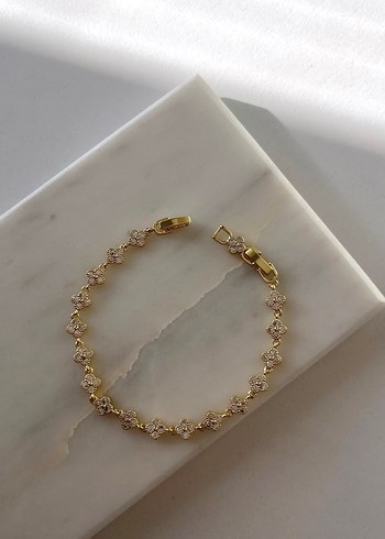 Yonca Taşlı 14k Detaylı Altın Renkli Kadın Bileklik