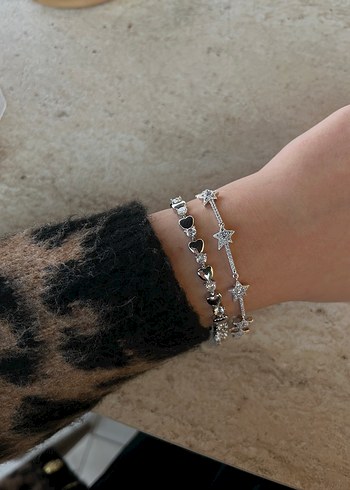 Gümüş Yıldız Desenli Taşlı Kadın Bileklik Xuping - Görsel 5