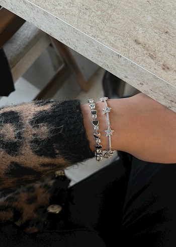 Gümüş Yıldız Desenli Taşlı Kadın Bileklik Xuping - Görsel 2