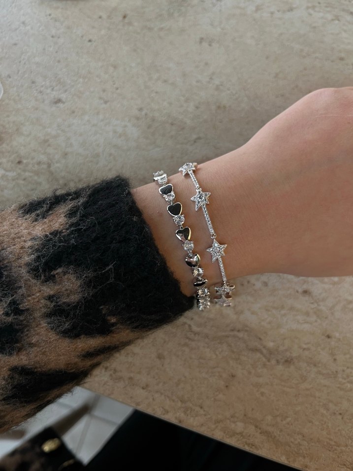 Gümüş Yıldız Desenli Taşlı Kadın Bileklik Xuping - Görsel 3