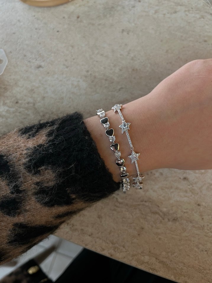 Gümüş Yıldız Desenli Taşlı Kadın Bileklik Xuping - Görsel 4