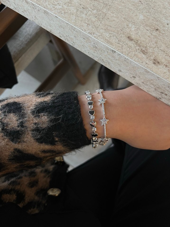 Gümüş Yıldız Desenli Taşlı Kadın Bileklik Xuping - Görsel 2