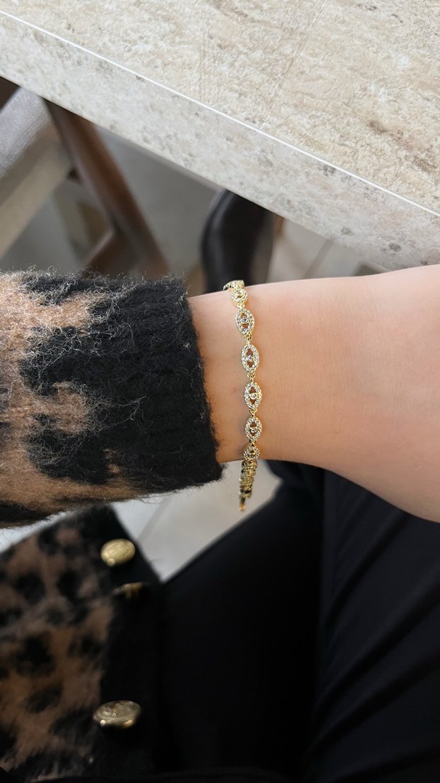 Göz Detaylı Gold Parlak Altın Bileklik - Görsel 3