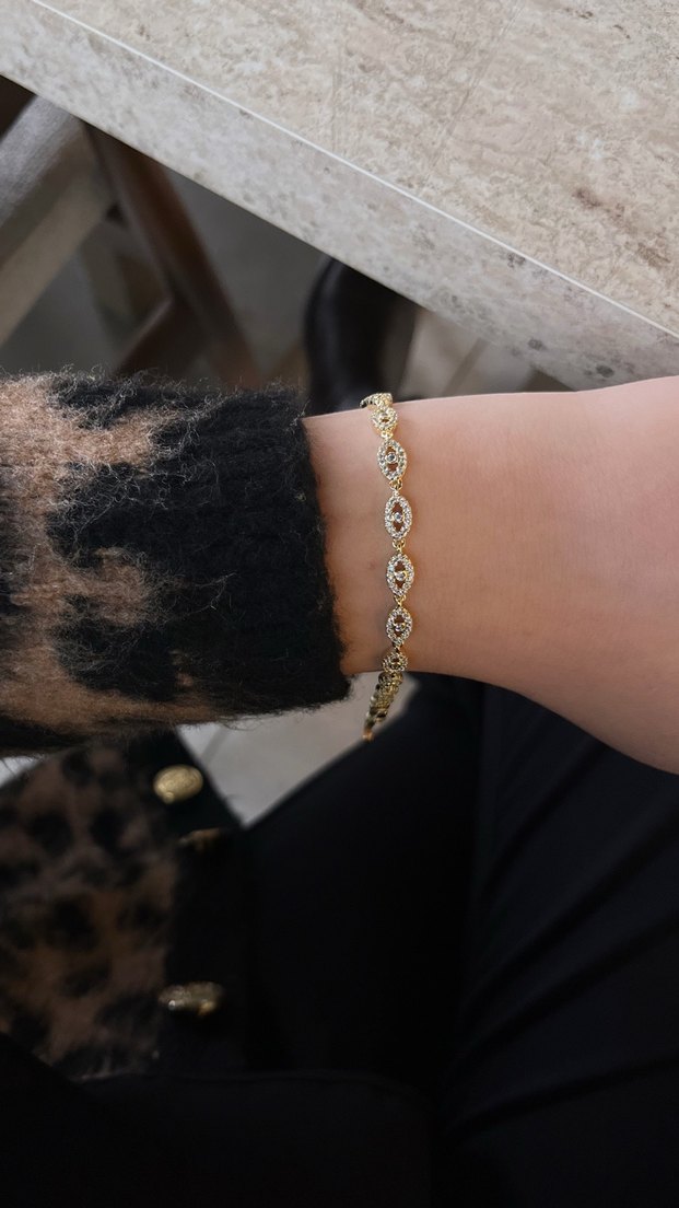 Göz Detaylı Gold Parlak Altın Bileklik - Görsel 2