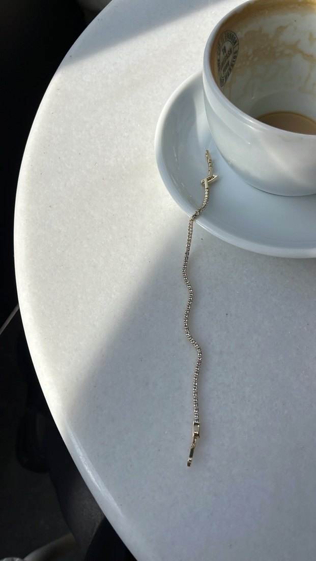 Su Yolu Taşlı İnce  Minimalist Altın Bileklik - Görsel 2