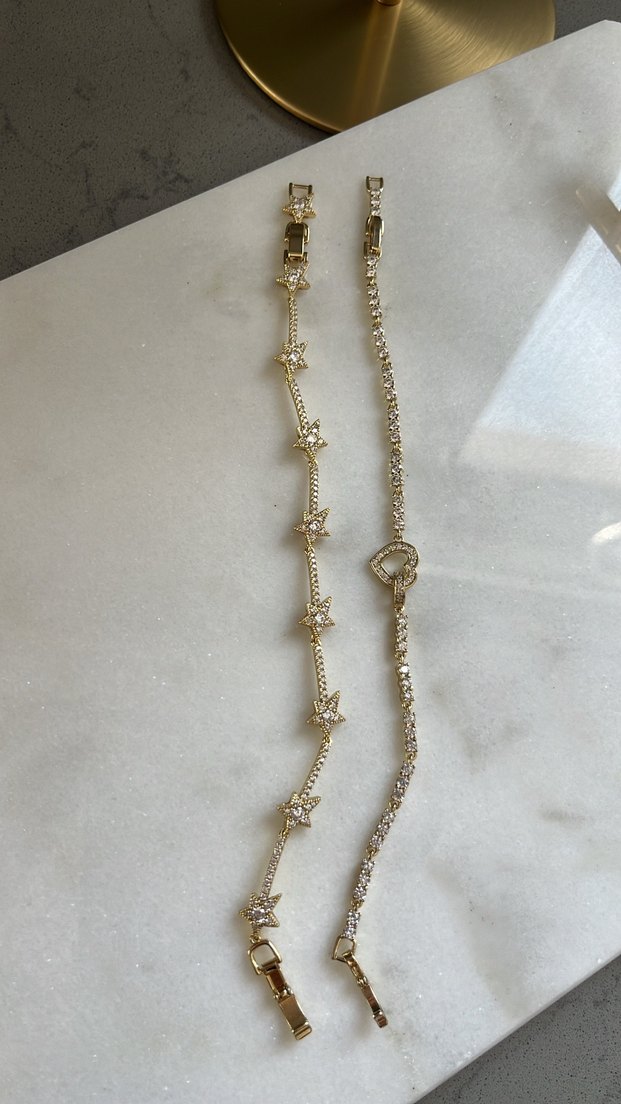 Yıldızlı Gold Taşlı Detaylı Altın Renk Kadın Bileklik - Görsel 2