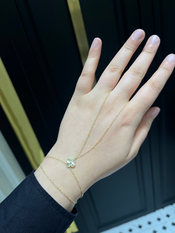 14k Altın Renkli Yonca Zincirli Kadın Şahmeran - Görsel 2