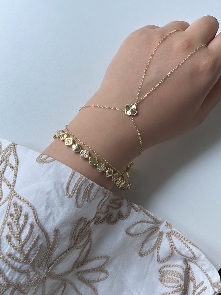 Van Cleef Taşlı Ve Yonca Model Detaylı  Bileklik - Görsel 2