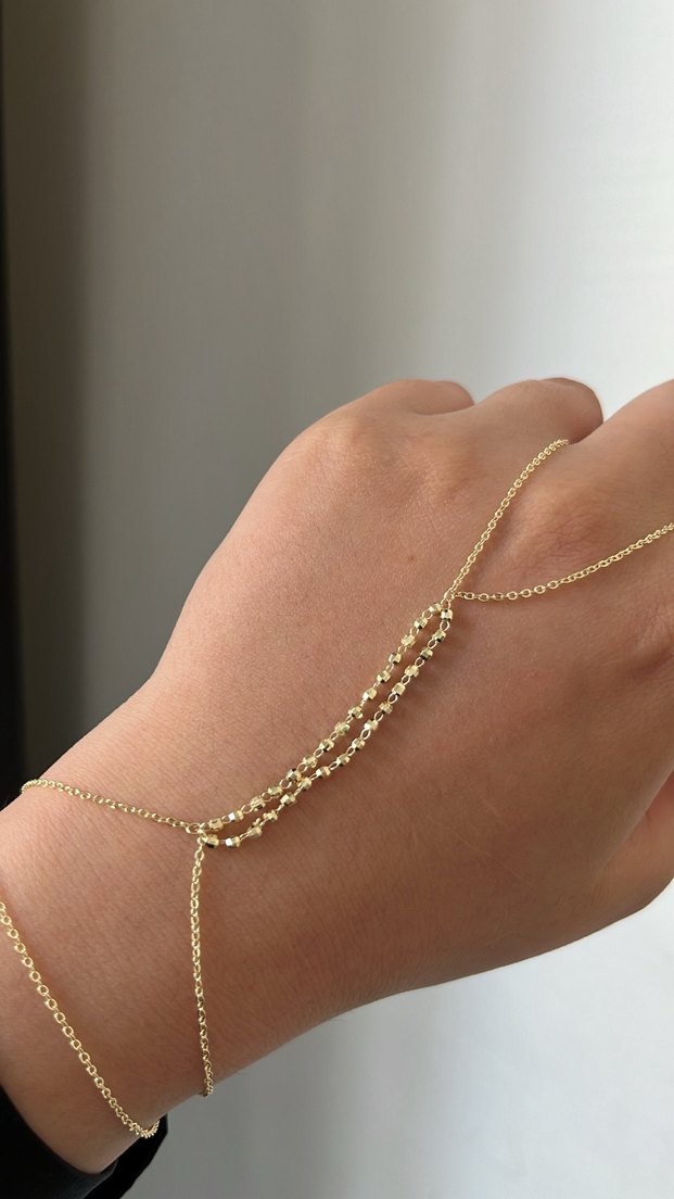 Dorika Top Detaylı 14k renk Altın Rengi Kadın Şahmeran - Görsel 3