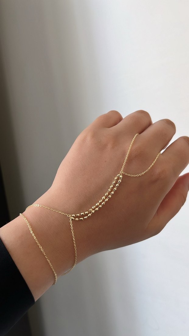 Dorika Top Detaylı 14k renk Altın Rengi Kadın Şahmeran - Görsel 2