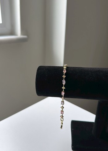 Pandora Pembe Tasli İnce Altin Bileklik
