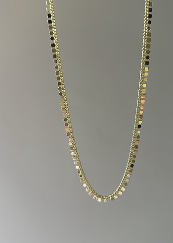 swarovski Altin Tonlu İnce Zincir Kolye Pullu