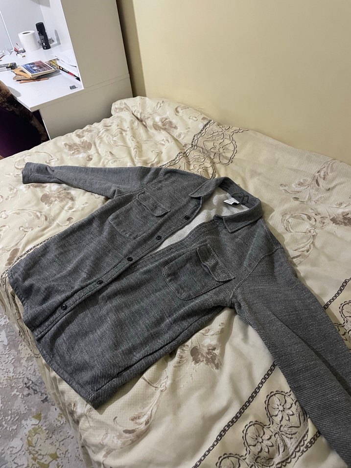 Zara Gri Keten Erkek Gömlek Uzun Kollu - Görsel 3