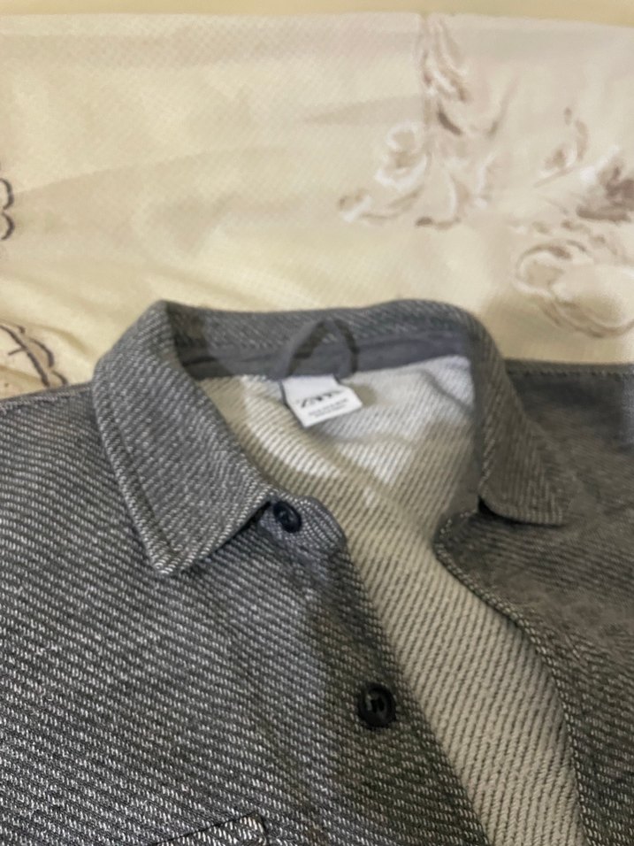 Zara Gri Keten Erkek Gömlek Uzun Kollu - Görsel 4