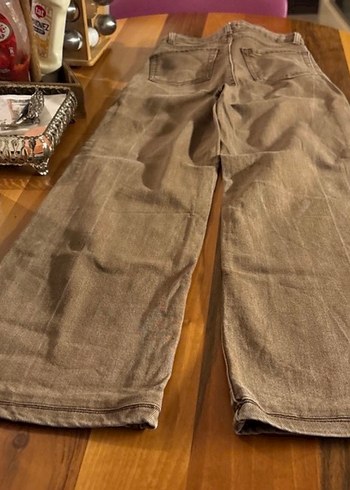 Kahverengi Kadın Bol Kesim Kot Pantolon - Görsel 3