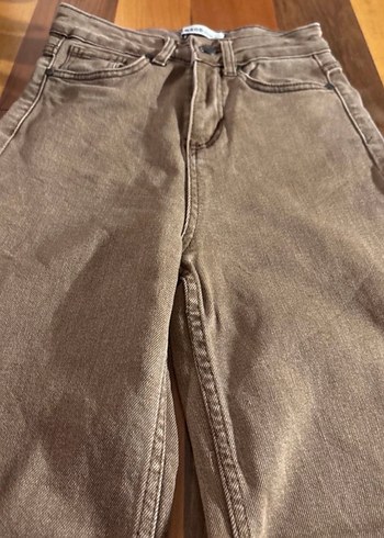 Kahverengi Kadın Bol Kesim Kot Pantolon - Görsel 2