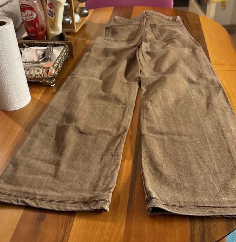 Kahverengi Kadın Bol Kesim Kot Pantolon - Görsel 3