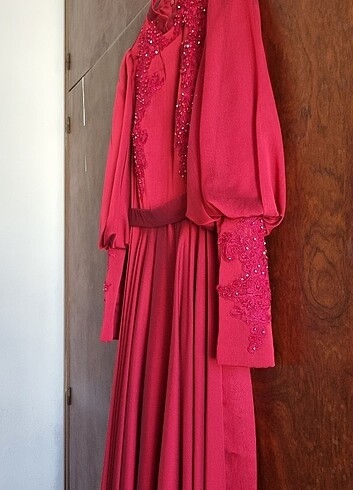 Abiye Kına Elbisesi / Tesettür kırmızı abiye - Görsel 5