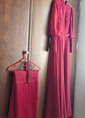 Abiye Kına Elbisesi / Tesettür kırmızı abiye - Görsel 6