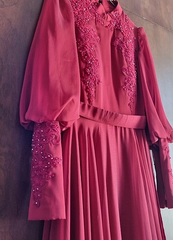 Abiye Kına Elbisesi / Tesettür kırmızı abiye - Görsel 12