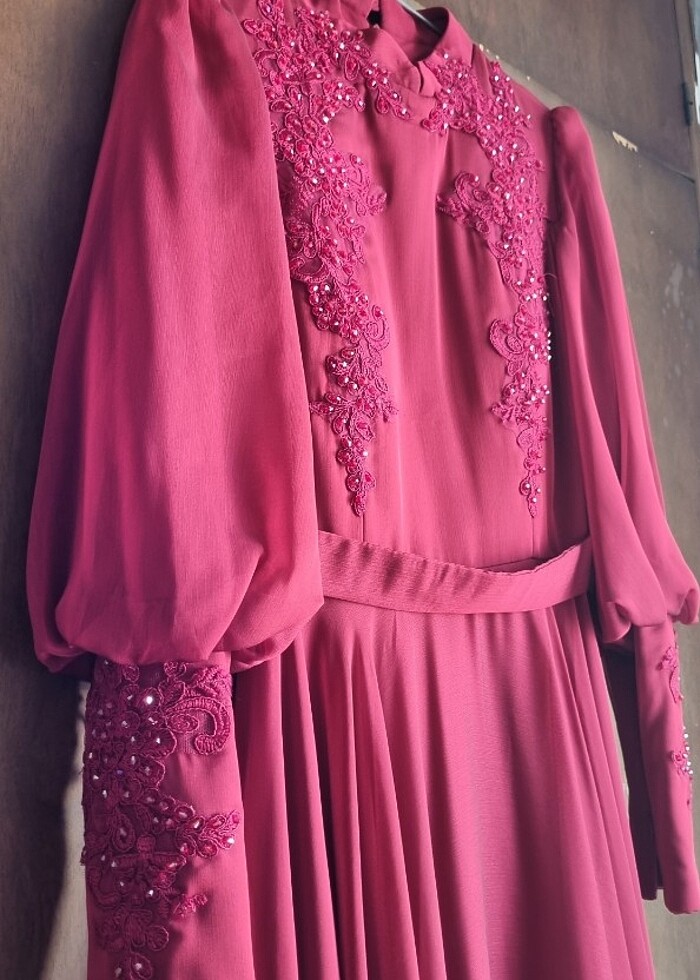 Abiye Kına Elbisesi / Tesettür kırmızı abiye - Görsel 2