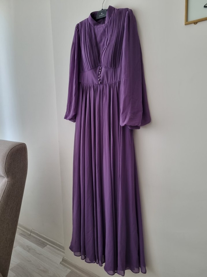 Lila Tesettür Abiye - Görsel 2