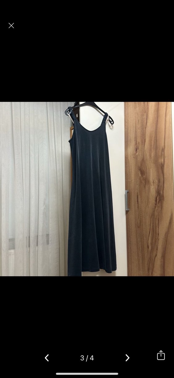 Siyah V Yaka Uzun Askılı Kadın Elbise 2 kere giyildi - Görsel 3