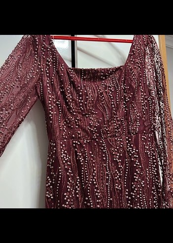 Bordo Uzun Kollu Salaş Bohem Elbise bir kere giyildi - Görsel 2