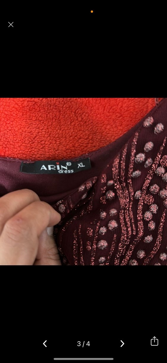 Bordo Uzun Kollu Salaş Bohem Elbise bir kere giyildi - Görsel 3