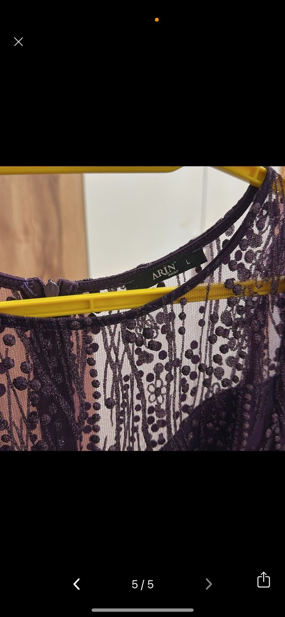 Uzun Kollu Mor Drapeli Kadın Abiye Elbise bir kere giyildi - Görsel 2