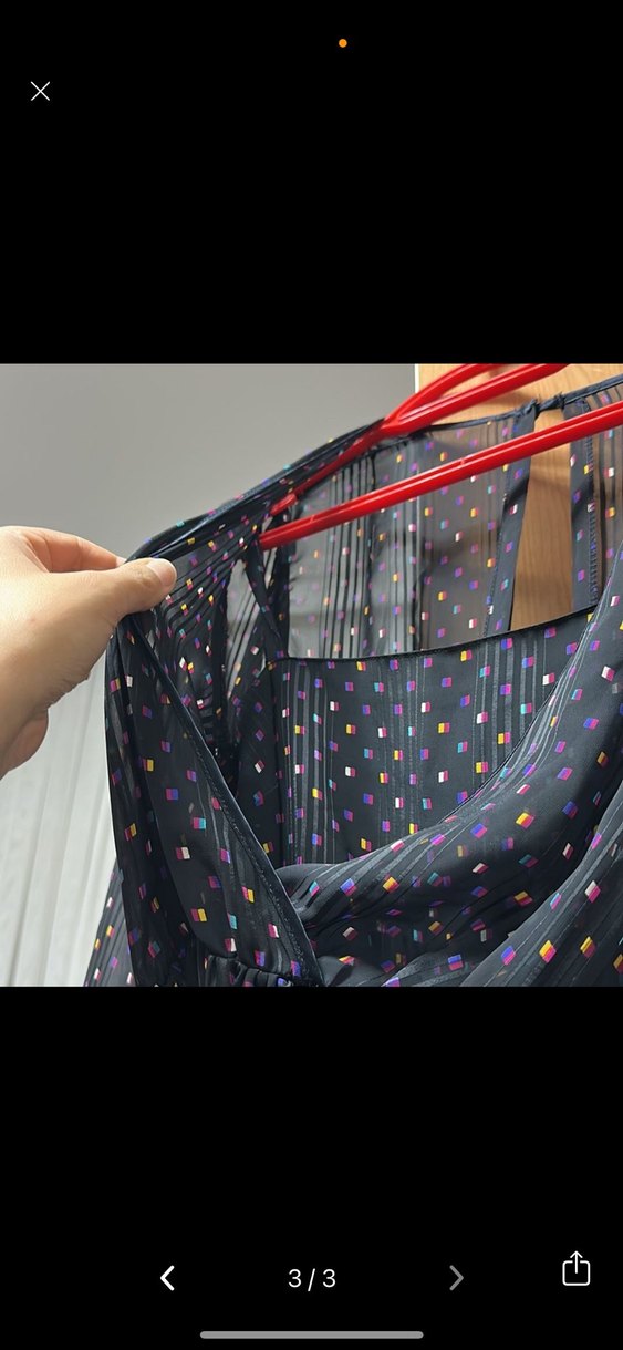 Uzun Kollu V Yaka Siyah Puantiyeli Elbise iki kez giyildi - Görsel 2