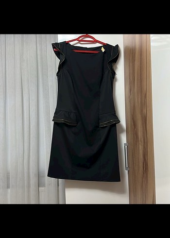 Siyah Midi Kemerli İş Elbisesi bir kere giyildi - Görsel 3