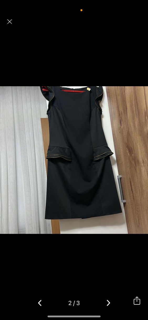 Siyah Midi Kemerli İş Elbisesi bir kere giyildi - Görsel 2