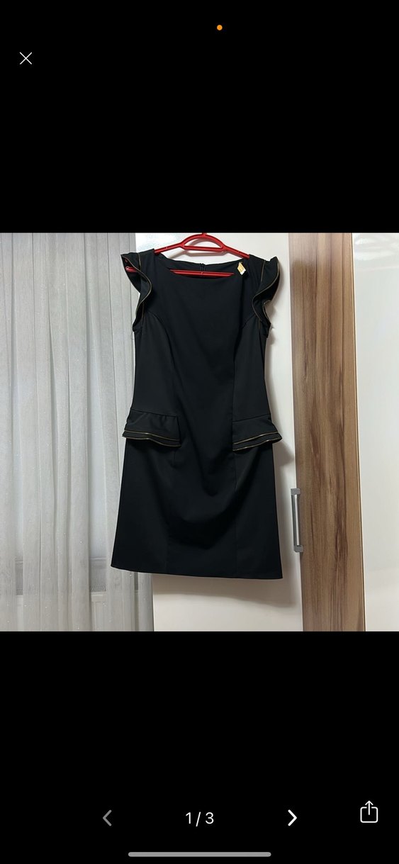 Siyah Midi Kemerli İş Elbisesi bir kere giyildi - Görsel 3