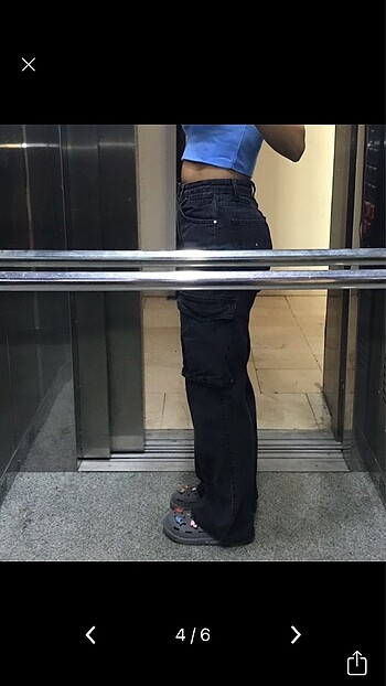34 Beden siyah Renk Bol Paça Büyük Cepli Jeans
