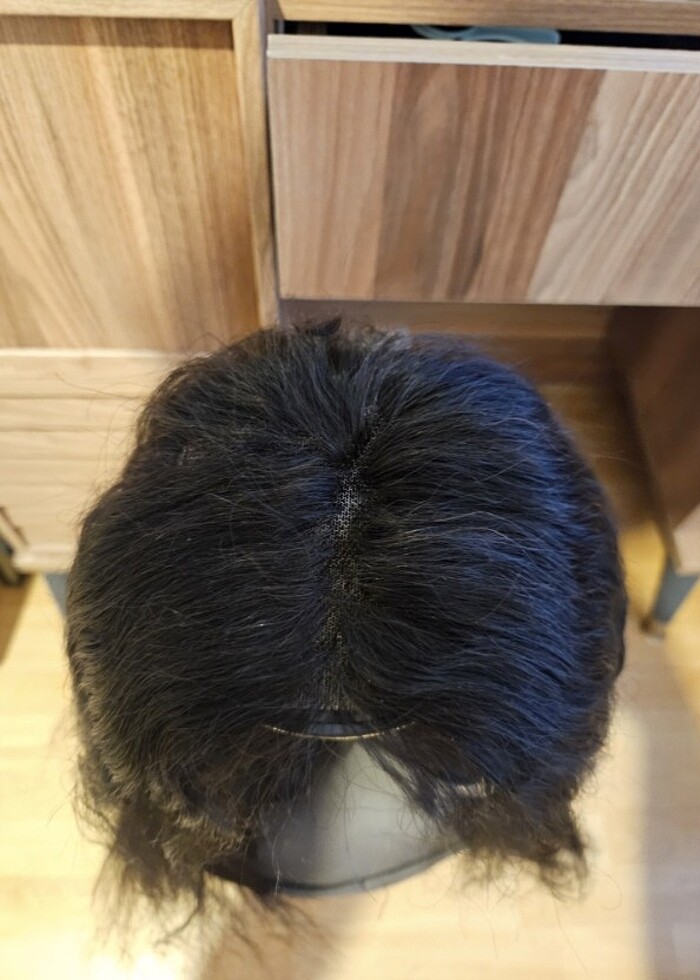 Peruk gerçek saç siyah dantel  - Görsel 5