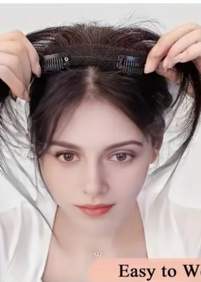 Gerçek Saç Kahkül 2 çıtçıtlı  25 cm  Doğal Görünüm - Görsel 2