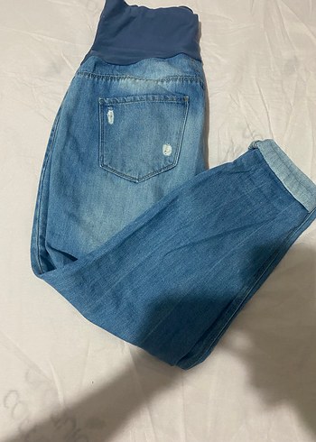 Gri Bel Destekli Rahat Hamile Kot Pantolon - Görsel 3