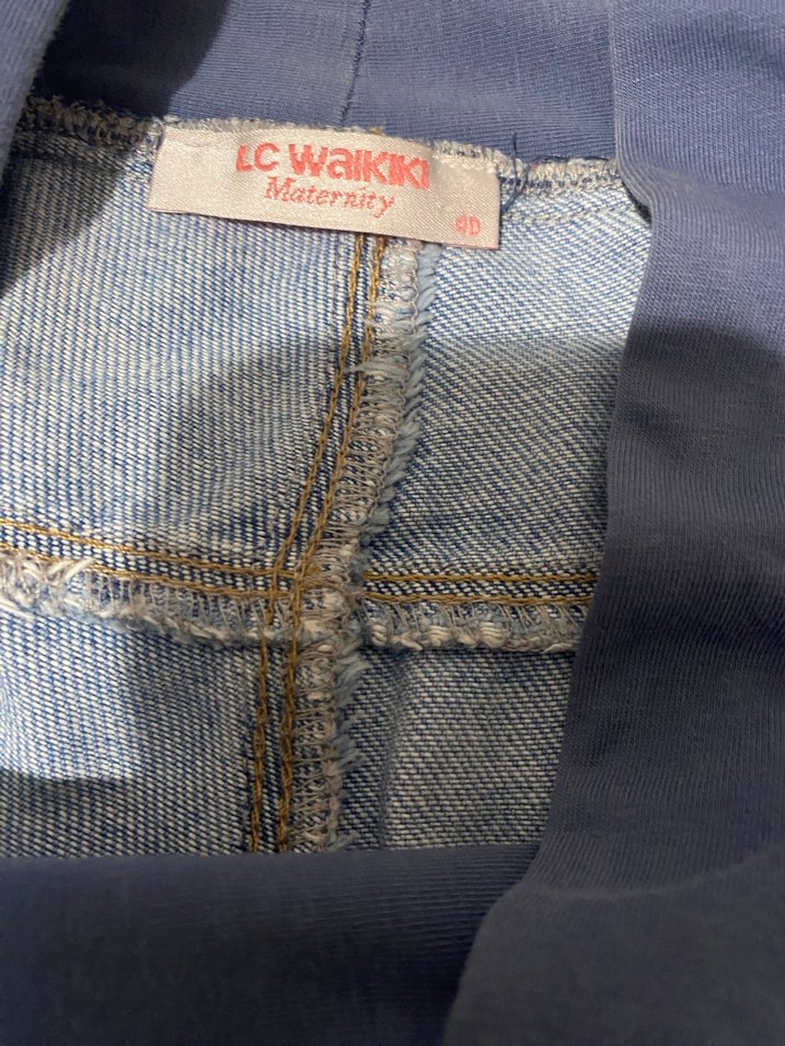 Gri Bel Destekli Rahat Hamile Kot Pantolon - Görsel 5