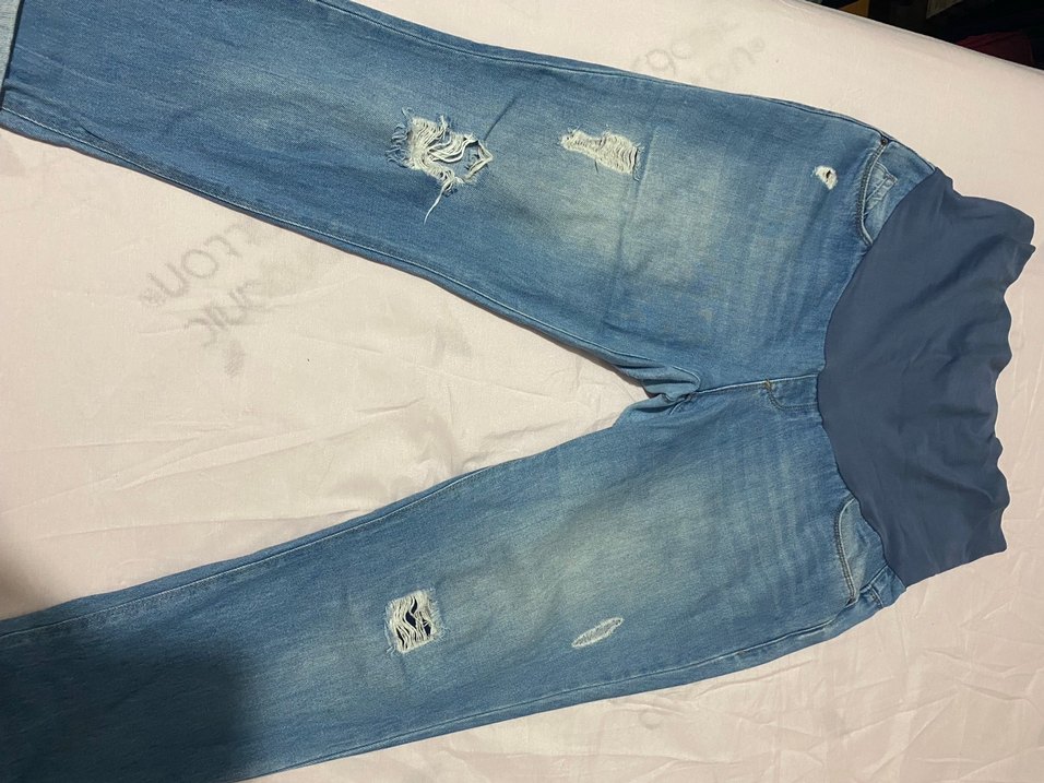 Gri Bel Destekli Rahat Hamile Kot Pantolon - Görsel 4