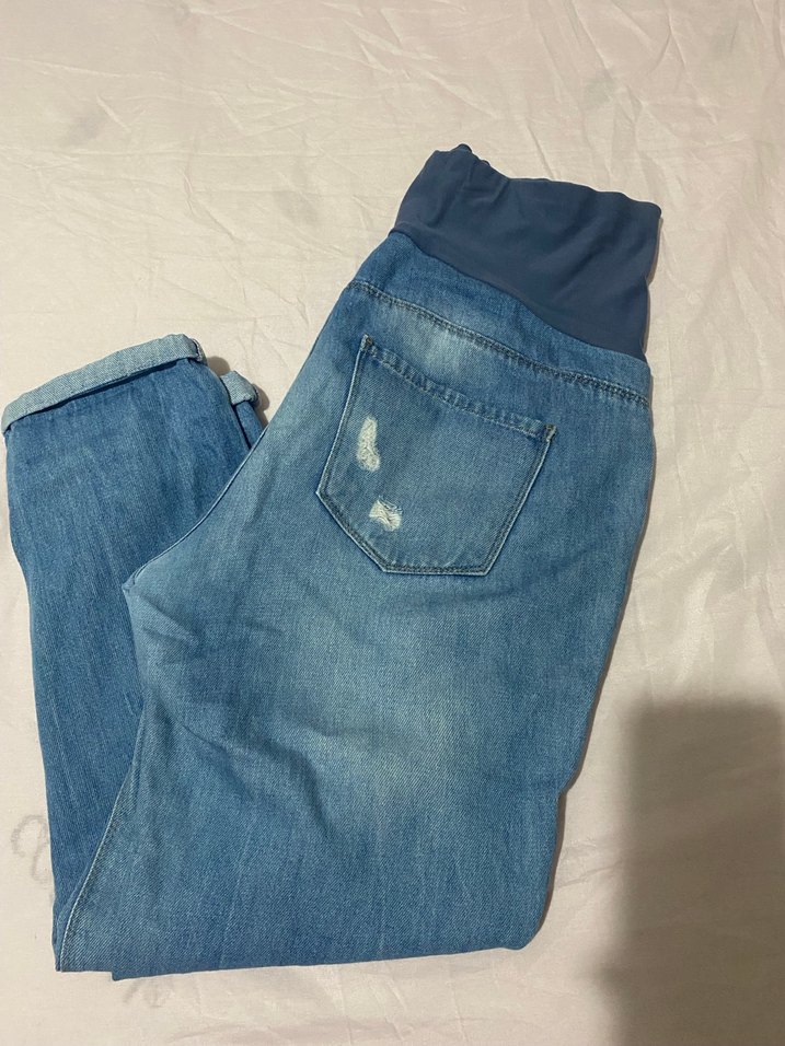 Gri Bel Destekli Rahat Hamile Kot Pantolon - Görsel 2