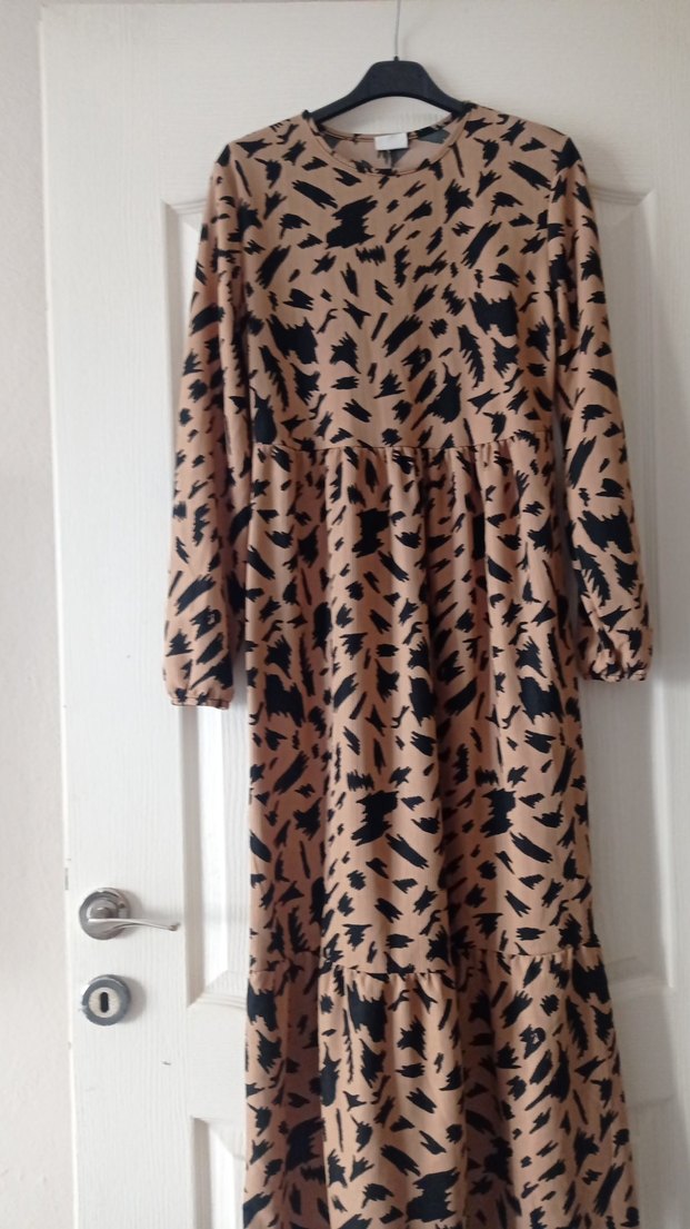 Kahverengi Zebra Desenli Uzun Elbise - Görsel 2